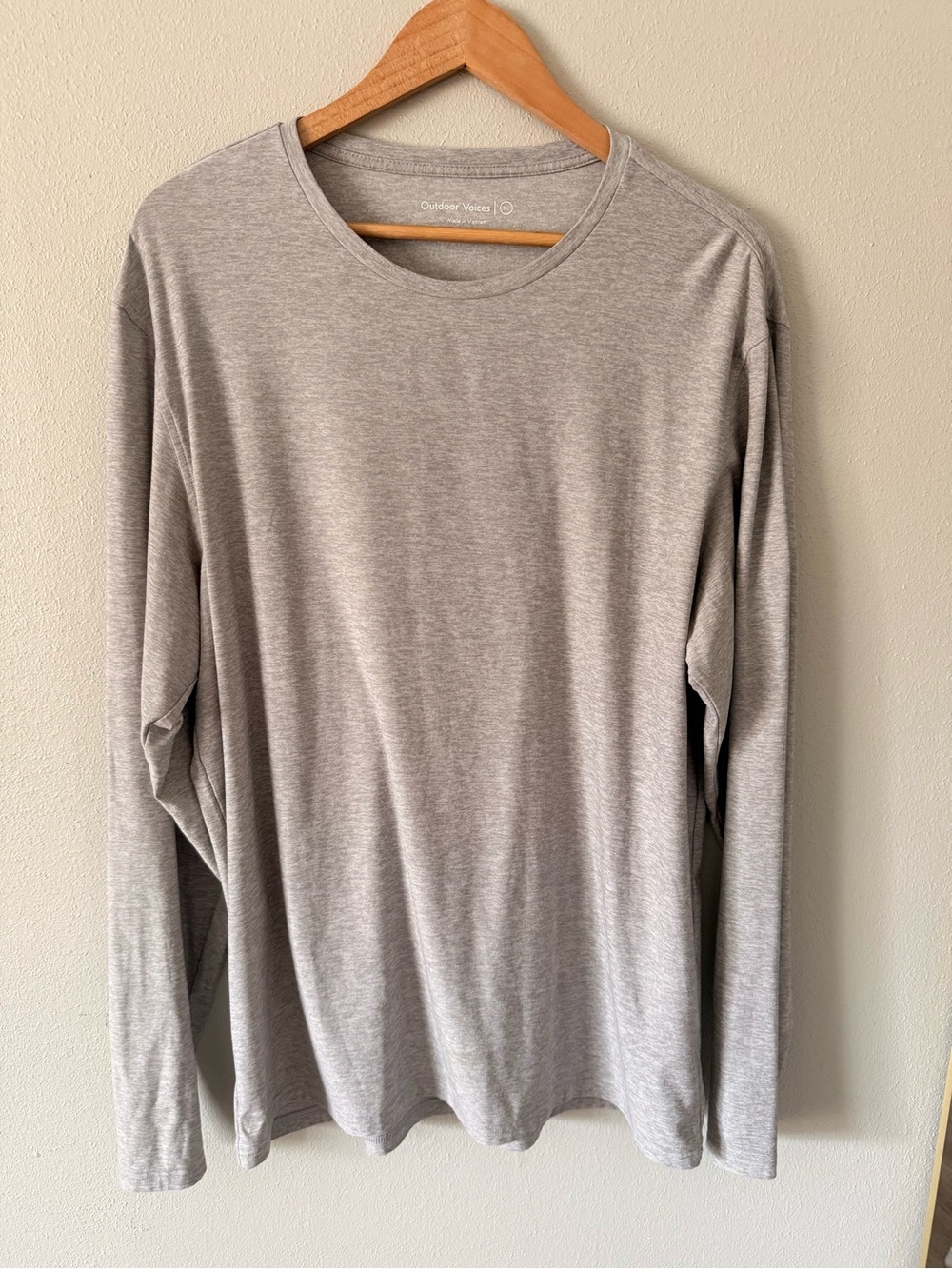 Outdoor Voices Gray Long Sleeve mens Tee hiking camping fishing outdoorsy